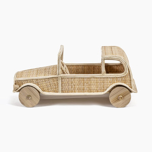 Sustainable rattan toy <b>car</b> for kids mini vehicle toys montessori inspired pretend play <b>cars</b> - Product Image 3