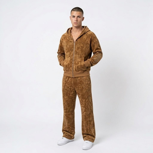 Collection 2026 – Survêtement décontracté à capuche coupe ajustée délavé à l'acide, couleur unie, 100 % coton, fabriqué au Pakistan pour homme - Product Image 1