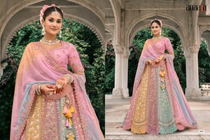 Embroidered Bridesmaid <b>Lehenga</b> Set Floral Woven Georgette Blouse Dupatta Wedding Festival Ethnic Wear - Product Image 5