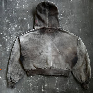 High Quality Acid Washing Men's Hoodie Custom Oversized <b>Spray</b> Distressed Hoodies With Drop Shoulder in Stock Fast Shipping - Product Image 5