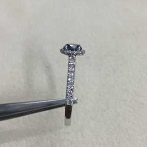 Real Diamond <b>Ring</b> 0.91 Ct Round Cut Natural White & Blue Diamond Engagement Wedding <b>Ring</b> for <b>Women</b> 925 Sterling Silver Wholesale - Product Image 4