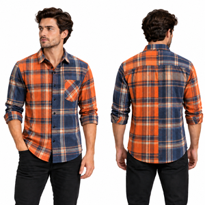 Chemises en flanelle pour hommes, à carreaux, boutonnées, décontractées, vêtements de travail d'extérieur, fournisseur en gros personnalisé, OEM ODM, lot en gros - Product Image 3