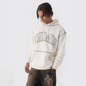 Wholesale Cut and Sew Drop Shoulder Hoodies Men with Contrast Stitching Custom 3d Embroidery <b>Heavy</b> 100% Cotton Breathable - Product Image 1