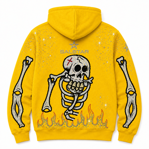 Men's <b>Gothic</b> Skeleton Graphic Yellow Hoodie <b>Jacket</b> Custom Printed Zip Up Hoodie Streetwear Casual Fashion Hooded <b>Jacket</b> - Product Image 4