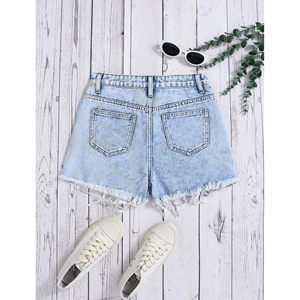 Custom Distressed Washed Denim Shorts <b>Hip</b> Hop Streetwear Harajuku American Style Heavyweight Acid Washed Denim Shorts <b>For</b> Men - Product Image 3