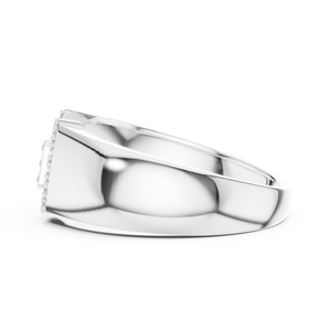 Bague de luxe pour homme plaquée or 14 carats avec diamants |   Design de boucle géométrique |   Bague en moissanite micro-pavée pour les occasions de mariage et de fête - Product Image 3