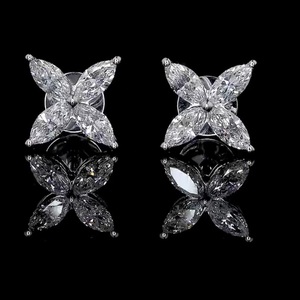 Boucles d'oreilles en diamant taille marquise de 0,50 ct cultivé en laboratoire, or 18 carats, pour bijoux de luxe certifiés pour fiançailles et mariage, idéales pour les fêtes d'anniversaire - Product Image 3