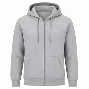 Sudadera con Capucha y Cierre para Hombre, Color Morado, Corte Regular, Informal, de Felpa, Tejida, para Otoño, Diseño de Color Sólido - Product Image 2