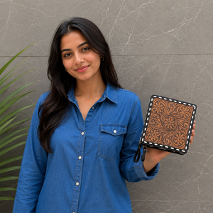 New Design Hand <b>Tooled</b> Leather Stylish <b>Big</b> Size Jewelry Storage Boxes Organizer Handmade Makeup <b>Box</b> Square Cowhide Organizer <b>Box</b> - Product Image 3
