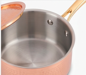 Hammered Copper Sauce <b>Pans</b> With Lid Handmade Classic Design For Kitchenware Tableware Dining And Hotel Use - Product Image 4