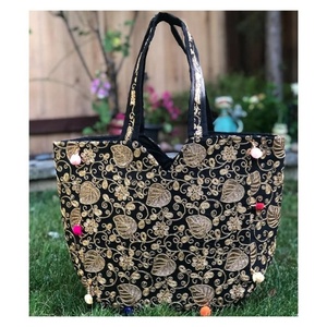 Versátil nuevo bordado Floral plegable Shopper Tote bolsos plegables conveniente bolsa de almacenamiento de gran capacidad con aprobación GOTS - Product Image 3
