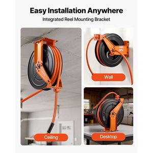 Avvolgitubo Automatico per Compressore d'Aria in PVC da 3/4 Pollici x 50 Piedi, Retrattile con Cavo di Ingresso da 5 Piedi, Componenti Pneumatici - Product Image 5