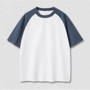 Men's Gray Blue <b>Raglan</b> Sleeve <b>T</b>-<b>Shirt</b> O-Neck Regular Fit Casual Jersey 100% Cotton Print Breathable - Product Image 1