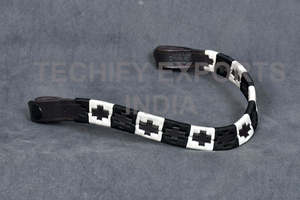 Fronture de cheval en cuir tressé noir et blanc sur mesure, pour bride anglaise et équipement équestre western - Product Image 5