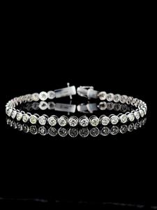 กำไลข้อมือเพชรทรงเทนนิสขอบทองคำขาว 14K เพชรธรรมชาติสี K-L คุณภาพ VS-SI เครื่องประดับทองคำชั้นดี - Product Image 2