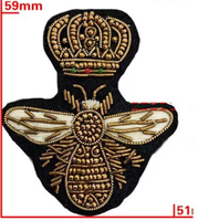 Patch brodé à la main en velours avec motif abeille, insigne brodé personnalisé avec fil de bouillon, qualité supérieure, à coudre, vente en gros