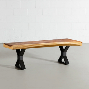 Metal Frame Wooden <b>Bench</b> with Minimalist Design For Home Furniture and Garden Set Decoration - Product Image 4