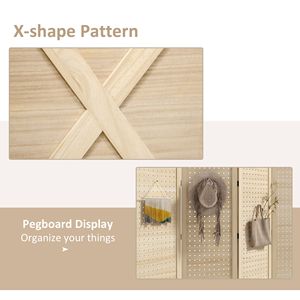 Divisorio per Stanza in Legno Artigianale a 4 Pannelli, 1,43 m, Pieghevole, Schermo per la Privacy, Espositore a Pannelli Forati per Casa e Ufficio, Stile Religioso - Product Image 4