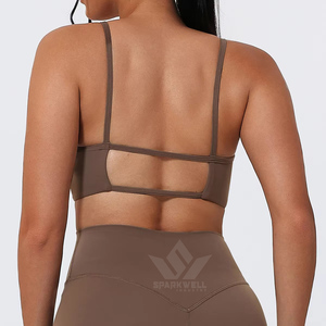 Vêtements de sport pour femmes, bretelles spaghetti, taille haute, col rond, découpe au dos, extensible, respirant, séchage rapide, yoga, gym, fitness, entraînement - Product Image 4