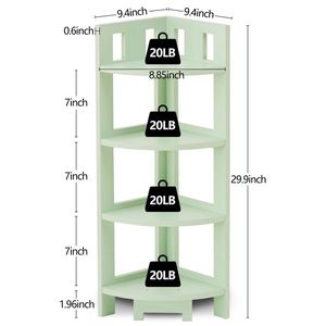 4-Tier Wood Storage Corner <b>Shelf</b> Multipurpose Display <b>Stand</b> for Home Office or Bathroom for Small Spaces - Product Image 2