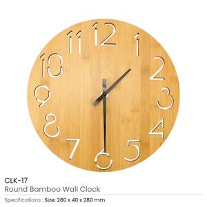 Reloj de Pared Analógico Redondo de Bambú de 28 cm de Diámetro, Lámparas de Pared Elegantes, Decoración - Product Image 3