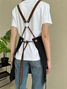 Delantal de Trabajo de Lona Encerada con Cremallera Resistente, Ajustable, con Tirantes Cruzados, para Chef, Barista, Barbero, Carpintero, LCA-0012 - Product Image 4