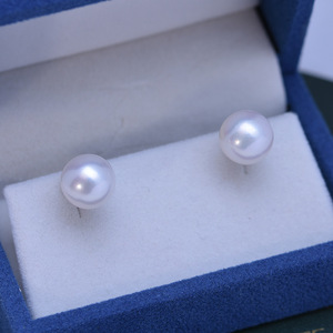 Zhuji Danshui 11-12mm White Round S925 <b>Silver</b> <b>Stud</b> <b>Earrings</b> Strong Light Fine Flaws Pearl Earstuds with Mesh Elegant Durable - Product Image 1