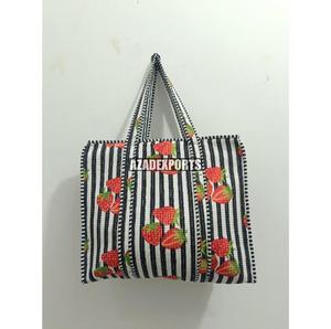 Tiger Print Canvas Tote Bag Striped Design Zipper Closure Hand-painted Bohemian Style Large Capacity Shopping Bag All Seasons - Product Image 1