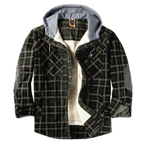 Custom <b>Men</b> Padded Lumber Jacket Casual Long Sleeve Plaid Flannel Fur Lined Button Warm Shirt Jackets - Product Image 1