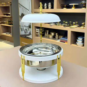 Gold Rectangular Chafing Dish Stainless Steel <b>Roll</b> Top Buffet Food Warmer with Glass Window for Hotel Catering - Product Image 2