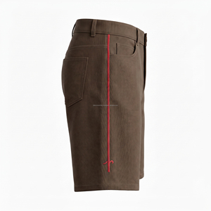 Pantalones cortos casuales bordados para hombre, color marrón, cintura alta, cierre de cremallera, diseño floral, estilo veraniego, pantalones cortos de mezclilla con diseño de flores bordadas - Product Image 4