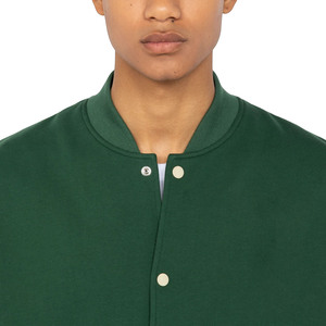 Chaqueta Varsity Verde Crema para Hombre con Estampado de Letras, Cuello Camisero, Ropa Casual de Otoño - Product Image 4