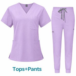 Standard US <b>Size</b> Purple Double Pockets Hospital Nurse Doctor <b>Scrubs</b> Uniform Sets Polyester Rayon Spandex Clinic Medical Uniforms - Product Image 5
