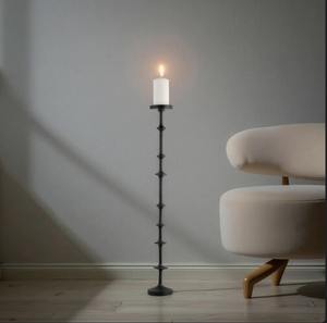 Porte-bougie décoratif contemporain en aluminium et bois, support pour bougie pilier et bougie conique à prix avantageux - Product Image 6