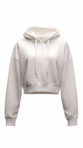 Wholesale Women <b>White</b> <b>Lace</b> Up Crop Top Hoodie Long Sleeve Drawstring Corset Waist Sweatshirt Pullover Streetwear OEM Factory - Product Image 4