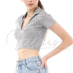 En Venta: Top Corto Casual y Cómodo para Mujer, Primavera/Otoño 2024, Top de Alta Calidad con Logotipo Frontal - Product Image 4