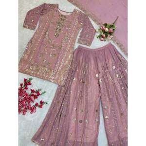 Hermosa ropa de fiesta para mujer Top Bottom Dupatta Set - Product Image 2