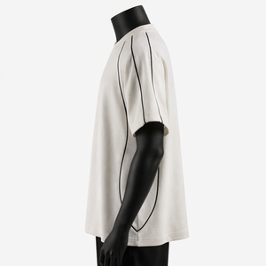 Camiseta Blanca de Manga Corta para Hombre, Cuello Redondo, Corte Regular, Tejido de Punto, 100% Algodón, Ribete en Contraste, Informal, Transpirable, de Secado Rápido, 230g, Larga - Product Image 5