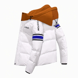 Blouson matelassé jaune à capuche pour homme, coupe-vent, en duvet épais, avec fermeture éclair, pour l'hiver - Product Image 4