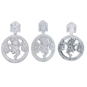 Iced Out <b>World</b> Pendant Diamond <b>Globe</b> Medallion Micro Pave Hip Hop Jewellery Gold Silver Rose Bling Charm - Product Image 3