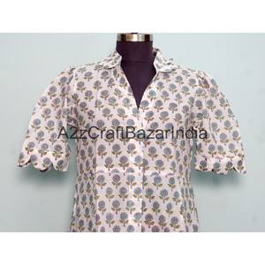 Vestido Midi Ecológico para Mujer, 100% Algodón, Estampado Floral, Corte en A, Cuello en V, Mangas Cortas, Bolsillos, Decoración con Botones, Tela Lavable - Product Image 2