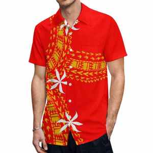 เสื้อเชิ้ตฮาวายสไตล์เกาะแปซิฟิกแบบกำหนดเอง ลายพิมพ์ทาปา ไมโครนีเซีย ไซส์ใหญ่ คอปกคิวบา แขนสั้น สำหรับผู้ชาย - Product Image 3