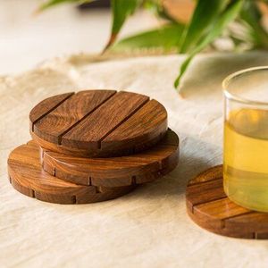 Juego de Posavasos de Madera, Hechos a Mano, de Madera Natural, Protectores para Bebidas - Product Image 4