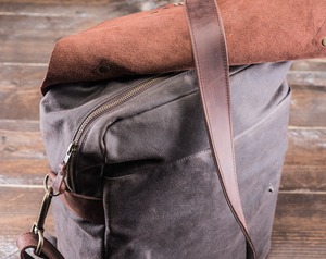 Genuine Leather <b>Canvas</b> Water Resistant <b>Backpack</b> Customizable Laptop Travel School Wholesale Manufacturer LCB-0074 - Product Image 6