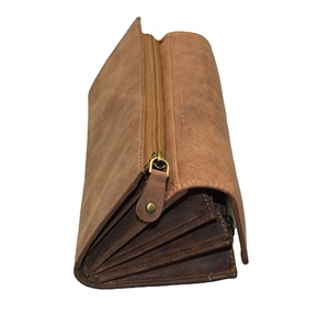 Handmade Genuine Leather <b>Long</b> <b>Wallet</b> Vintage Fold Closure Unisex Daily Use Brown - Product Image 5