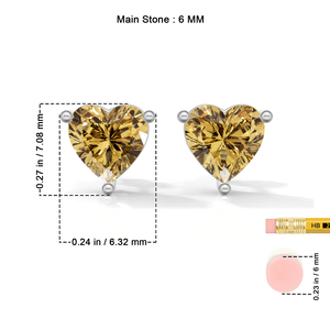 Heerani Jewels Pink Citrine 925 <b>Sterling</b> <b>Silver</b> Trendy <b>Heart</b> Shape Stud Claw Setting <b>Silver</b> Plated IGI Certified Unisex <b>Earrings</b> - Product Image 6