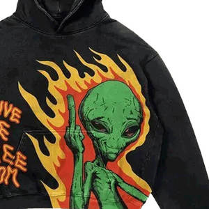 Fabricant de vêtements streetwear d'hiver personnalisés, sweat à capuche pour homme à épaules tombantes, coupe courte, vintage, effet usé, délavé à l'acide, imprimé graphique DTG - Product Image 5