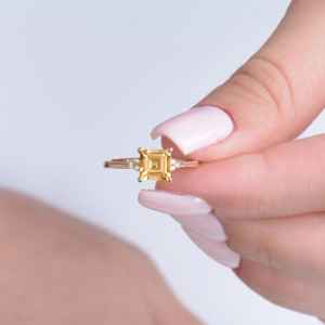 แหวนหมั้นพลอยสีส้มซิทริน รับรองโดย IGI คุณภาพสูง เงินแท้ 925 ชุบทอง 14K แหวนประดับสำหรับผู้หญิง งานแต่งงาน - Product Image 2