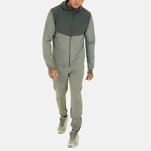 Conjunto Deportivo con Capucha para Hombre, Diseño Color Block, Cierre Completo con Cremallera, Bolsillos Laterales, Transpirable, Estilo Deportivo, Otoñal, Corte Regular - Product Image 1