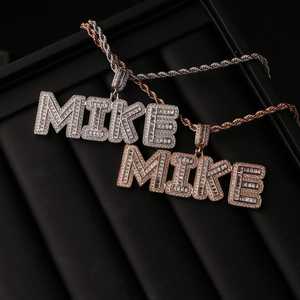 Mike Letter Pendant Moissanite Brilliant Cut 925 Sterling Silver Silver Plated Claw Setting Hiphop Men's Jewelry Everyday Wear - Product Image 5